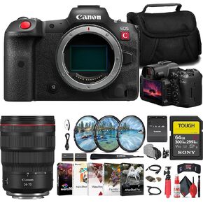 Canon EOS R5 C Mirrorless Cinema Camera (5077C002) + Canon 24-70mm Lens (3680C002) + Sony 64GB Tough SD Card + Filter Kit + Bag + LPE6 Battery + Card Reader + Corel Photo Software + More (Renewed) in Saudi Arabia