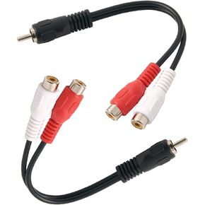 كيبل مقسم ار سي ايه 1 ذكر 2 انثى، ار سي ايه (M) الى 2 RCA (F)، كيبل مضخم صوت ستيريو على شكل حرف Y (فضي) 1 ذكر الى 2 انثى، سلك تمديد لصوت ستيريو السيارة in Kuwait