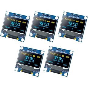 Hosyond 5 قطع 0.96 بوصة OLED I2C IIC وحدة عرض 12864 128x64 بكسل SSD1306 لوحة شاشة OLED صغيرة ذاتية الإضاءة متوافقة مع Arduino Raspberry Pi (أزرق)