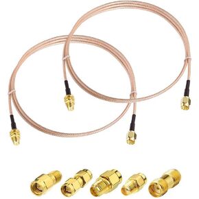 SUPERBAT SMA Male to SMA Female RF Coaxial Coax Cable 20inches + 5pcs RF Coax Adapter Kit, SMA Cable + SMA to SMA/RPSMA Adapter KIT for WiFi/Ham Radio/GPS/3G 4G LTE Antenna,LNA and etc