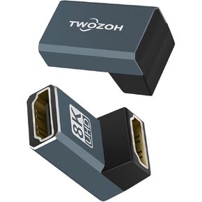 وصلة HDMI Twozoh 8K (عبوة واحدة)، محول HDMI 2.1 أنثى إلى أنثى بزاوية 90 درجة، يدعم 8K@60 هرتز، 4K@120 هرتز 1080 بكسل in Kuwait