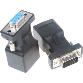 LM YN VGA to RJ45 Adapter Connector 2 Pcs RJ45 Female to VGA Male Female CAT5 CAT6 Support 720P 1080I 1080P Analog High-Definition Format Transmission for Multimedia Video Network Engineering in Saudi Arabia