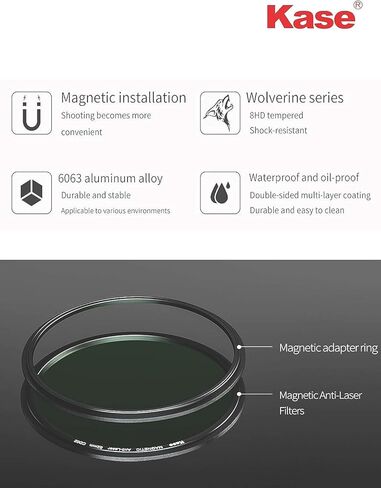 Kase Wolverine 67mm Anti-Laser Protection Filter Magnetic Shockproof Tempered Optical Glass Incl Adapter in Saudi Arabia