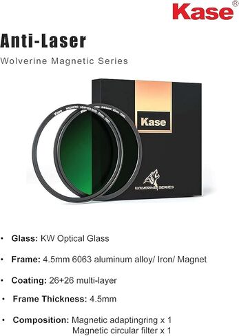 Kase Wolverine 67mm Anti-Laser Protection Filter Magnetic Shockproof Tempered Optical Glass Incl Adapter in Saudi Arabia