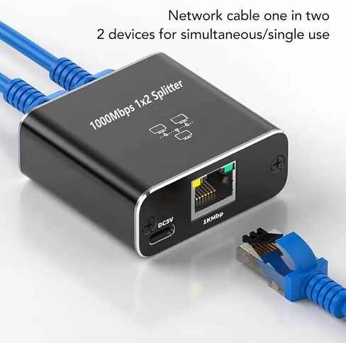 موزع شبكة إيثرنت RJ45 من ديلوي 1 إلى 2، محول شبكة مقسم كابل إيثرنت RJ45 بسرعة 1000 ميجابت في الثانية، 1 أنثى إلى 2 أنثى، موزع تمديد شبكة LAN للتلفزيونات وأجهزة التوجيه وأجهزة الكمبيوتر in Saudi Arabia