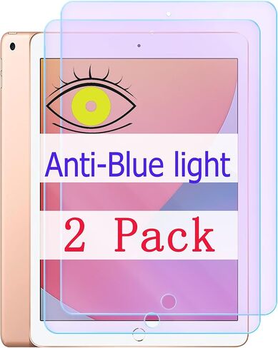 مضاد للأشعة الضارة متوافق مع آيباد الجيل الثامن واقي شاشة 10.1 بوصة الجيل السابع 7 8 الزجاج المقسى 9H الأزرق الضوء المحجب 2 حزمة in Kuwait