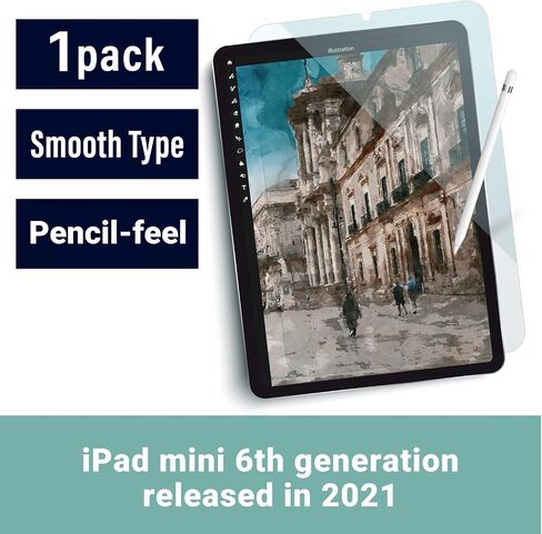 واقي شاشة بملمس قلم الرصاص من ELECOM موديل أحدث (سهل التركيب)، نوع بوند، صناعة يابانية، iPad mini 6 (8.3 بوصة، 2021) رسم/تدوين الملاحظات/مضاد للتوهج، متوافق مع Apple Pencil (TB-APB083-W) in Saudi Arabia