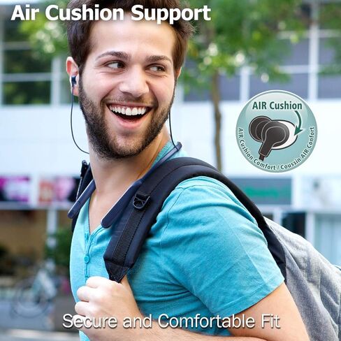 JVC Air Cushion Wireless Earbuds Headphones, Bluetooth 5.0, Water Resistant IPX4, Long Life Battery (up to 24 Hours), 3-Button Remote with mic - HAFX41WB, Black in Saudi Arabia