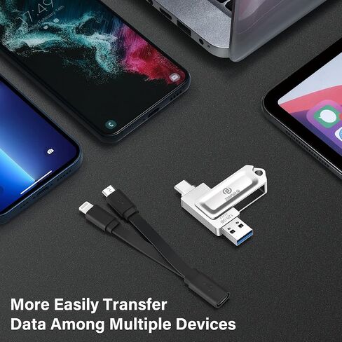 Auto Back Up for All Devices 256GB iPhone iPad Android Phones Mac and Windows Computer Storage Device Stick Picture Transfer Stick for iPhone USB Flash Drive Photos and Videos Back up Memory Stick in Kuwait