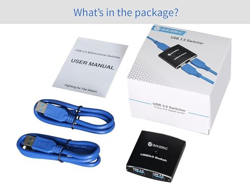 محدد مفتاح USB 3.0، مفتاح USB 2 في 1 مخرج لجهازي كمبيوتر يتشاركان جهاز USB واحد، مثل قرص فلاش الماسح الضوئي للوحة المفاتيح والطابعة والماوس، وقطعتان من كابلات USB 3.0 متضمنة in Kuwait