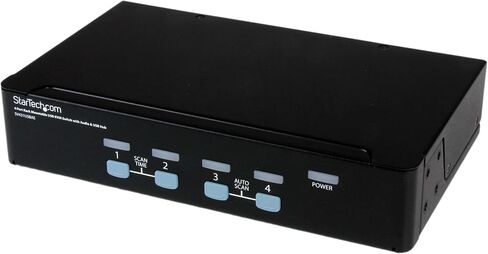 StarTech.com 4-Port USB KVM Swith with OSD - TAA Compliant - 1U Rack Mountable VGA KVM Switch (SV431DUSBU), Black in Saudi Arabia