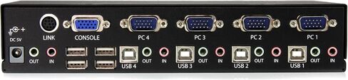 StarTech.com 4-Port USB KVM Swith with OSD - TAA Compliant - 1U Rack Mountable VGA KVM Switch (SV431DUSBU), Black in Saudi Arabia