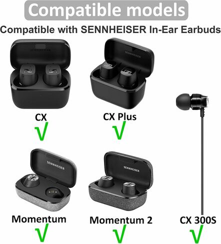 8 أزواج متوافقة مع أطراف الأذن Sennheiser CX Plus/Momentum 2، XS/S/M/L 4 مقاسات بديلة من السيليكون المرن الناعم المتوافق مع Sennheiser CX 300S - أبيض in Saudi Arabia
