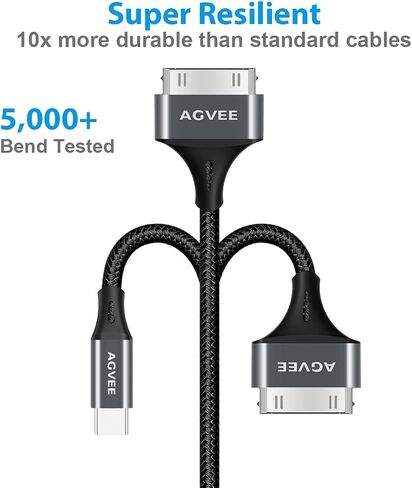AGVEE 2 Pack 3.3ft USB-C to 30 Pin Charger Charging Cable for Old iPod iPad in Saudi Arabia