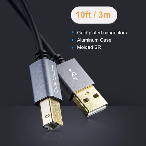 CableCreation USB Printer Cable 5FT, USB 2.0 Printer Cable to Computer, USB A to USB B Printer Cord for HP, Brother, Epson, Canon, Piano, Dac, Aluminum Case, Space Gray 1.5m in Saudi Arabia