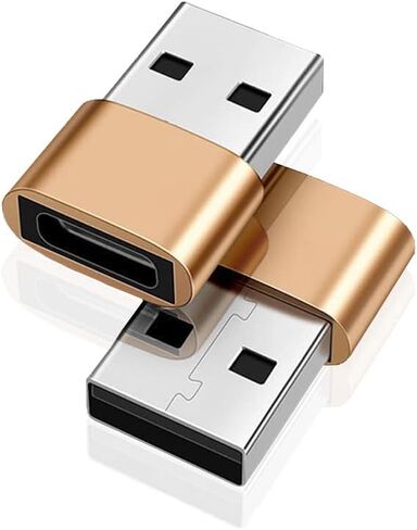 محول USB C (أنثى) إلى USB (ذكر) 2 حزمة، USB C إلى USB A محول تحويل موصل شحن سريع متوافق: ذهبي in Kuwait