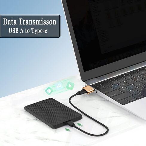محول USB C (أنثى) إلى USB (ذكر) 2 حزمة، USB C إلى USB A محول تحويل موصل شحن سريع متوافق: ذهبي in Kuwait