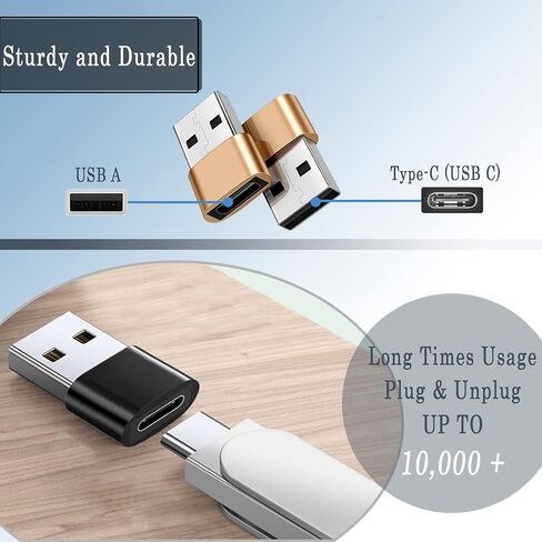 محول USB C (أنثى) إلى USB (ذكر) 2 حزمة، USB C إلى USB A محول تحويل موصل شحن سريع متوافق: ذهبي in Kuwait