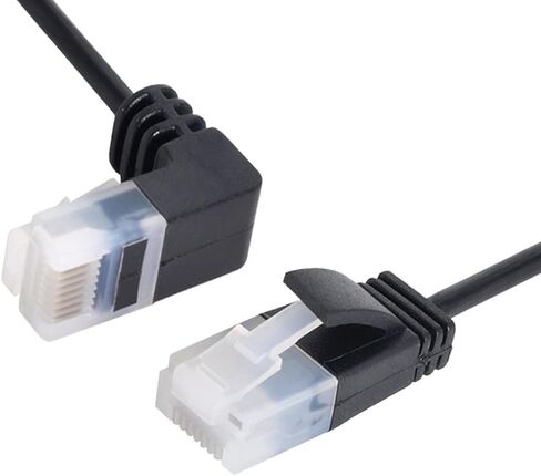 cablecc Ultra Slim Cat6 Ethernet Cable RJ45 Up Angled to Straight UTP Network Cable Patch Cord 90 Degree Cat6a LAN for Laptop Router TV Box 1M in Kuwait