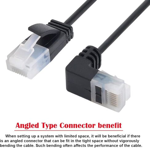 cablecc Ultra Slim Cat6 Ethernet Cable RJ45 Up Angled to Straight UTP Network Cable Patch Cord 90 Degree Cat6a LAN for Laptop Router TV Box 1M in Kuwait