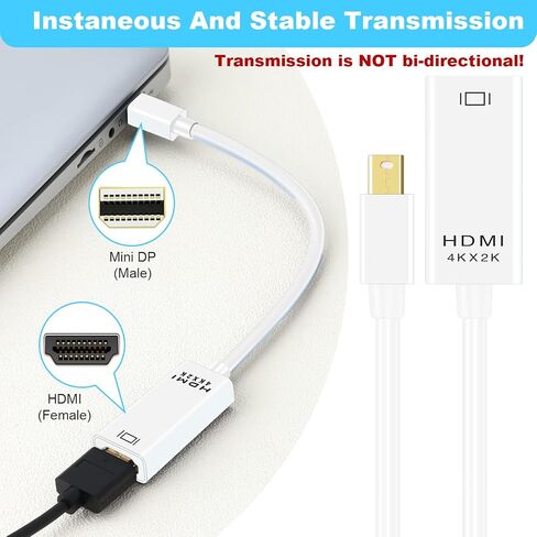 PASOW Mini DisplayPort to HDMI Adapter, Mini DP Thunderbolt to HDMI Converter 4K Compatible for MacBook Air / Pro,UHD Monitor / TV / Projector (Black) in Saudi Arabia