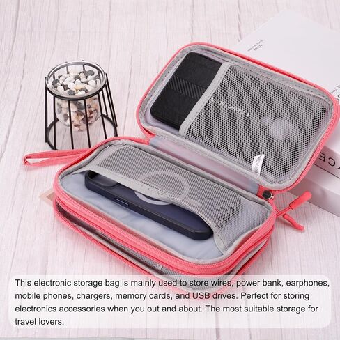 حقيبة تنظيم كابلات السفر من MECCANIXITY حقيبة تنظيم إلكترونية بطبقة مزدوجة مضادة للماء للكابل والسلك والشاحن، رمادي، 200 × 115 × 60 مم in Kuwait