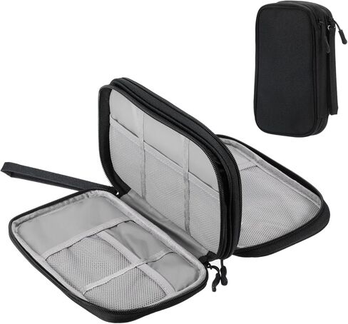 حقيبة تنظيم كابلات السفر من MECCANIXITY حقيبة تنظيم إلكترونية بطبقة مزدوجة مضادة للماء للكابل والسلك والشاحن، رمادي، 200 × 115 × 60 مم in Kuwait