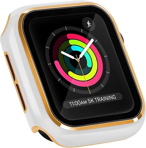 ORIbox Hard PC Case with Tempered Glass Screen Protector Compatible with Apple Watch Series 6, Apple Watch Series 5, Apple Watch Series 4, Apple Watch SE, Ultra-Thin HD Bumper Protective Cover,Black in Kuwait
