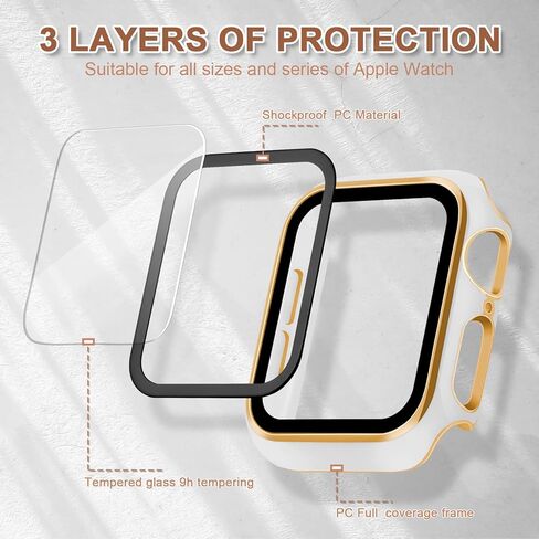 ORIbox Hard PC Case with Tempered Glass Screen Protector Compatible with Apple Watch Series 6, Apple Watch Series 5, Apple Watch Series 4, Apple Watch SE, Ultra-Thin HD Bumper Protective Cover,Black in Kuwait