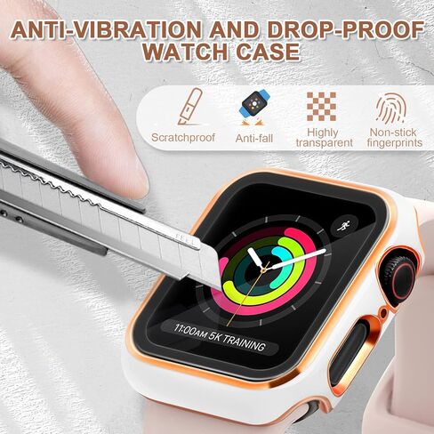 ORIbox Hard PC Case with Tempered Glass Screen Protector Compatible with Apple Watch Series 6, Apple Watch Series 5, Apple Watch Series 4, Apple Watch SE, Ultra-Thin HD Bumper Protective Cover,Black in Kuwait