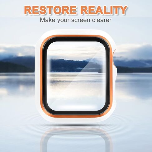 ORIbox Hard PC Case with Tempered Glass Screen Protector Compatible with Apple Watch Series 6, Apple Watch Series 5, Apple Watch Series 4, Apple Watch SE, Ultra-Thin HD Bumper Protective Cover,Black in Kuwait