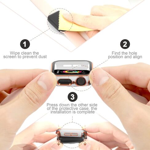 ORIbox Hard PC Case with Tempered Glass Screen Protector Compatible with Apple Watch Series 6, Apple Watch Series 5, Apple Watch Series 4, Apple Watch SE, Ultra-Thin HD Bumper Protective Cover,Black in Kuwait