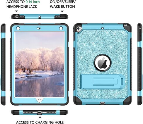 حافظة YINLAI لجهاز iPad الجيل السادس، حافظة iPad الجيل الخامس، حافظة iPad 9.7، غطاء حماية من السقوط مضاد للصدمات للنساء والفتيات مع مسند iPad 9.7 بوصة iPad Air 2nd A1893/A1954/A1822/A1823، وردي فاقع in Kuwait