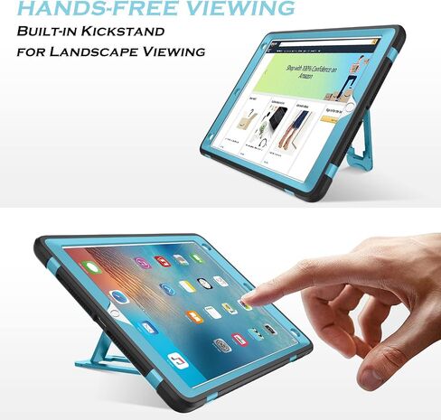 حافظة YINLAI لجهاز iPad الجيل السادس، حافظة iPad الجيل الخامس، حافظة iPad 9.7، غطاء حماية من السقوط مضاد للصدمات للنساء والفتيات مع مسند iPad 9.7 بوصة iPad Air 2nd A1893/A1954/A1822/A1823، وردي فاقع in Kuwait