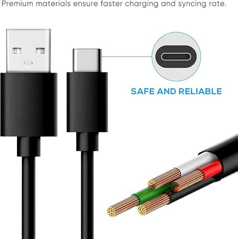 USB C Cable [2-Pack] Type C Charger Charging Cable Cord Wire Compatible for Echo Buds 2, Raycon E25 Pro/E55,EarFun Air Pro/EarFun Free Pro,Sabbat E12 Ultra,TOZO T12 NC9 Wireless Earbuds Charging Cord in Kuwait