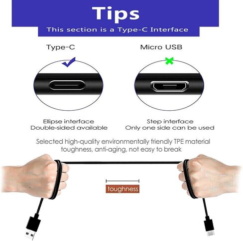 USB C Cable [2-Pack] Type C Charger Charging Cable Cord Wire Compatible for Echo Buds 2, Raycon E25 Pro/E55,EarFun Air Pro/EarFun Free Pro,Sabbat E12 Ultra,TOZO T12 NC9 Wireless Earbuds Charging Cord in Kuwait