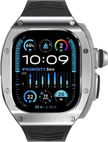 Luxury Stainless Rugged Case with Band Compatible for Apple Watch Ultra, 49mm Metal Protective Cover Bumper Case with Silicone Strap for iWatch Ultra, Full Protective 49mm Case with Band for Men in Saudi Arabia
