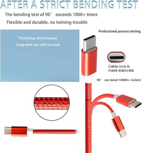 كابل شحن جداري USB C من النوع C بطول 5 أقدام من أجل Bose SoundLink Flex، مكبر صوت ذكي محمول Bose، Tribit XSound Go، New Beats Flex Beats Studio Buds Beats Fit Pro سماعات أذن لاسلكية (أحمر) in Kuwait