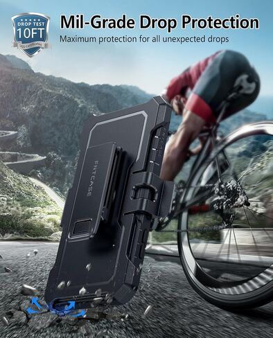 FNTCASE for Samsung Galaxy S23 Case: Rugged Shockproof Heavy Duty Protective Cover with Belt-Clip Holster & Kickstand |Extra Front Frame| Military Grade Protection Case for Galaxy S23 6.1 inch,Black in Kuwait
