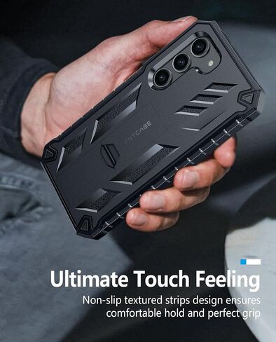 FNTCASE for Samsung Galaxy S23 Case: Rugged Shockproof Heavy Duty Protective Cover with Belt-Clip Holster & Kickstand |Extra Front Frame| Military Grade Protection Case for Galaxy S23 6.1 inch,Black in Kuwait