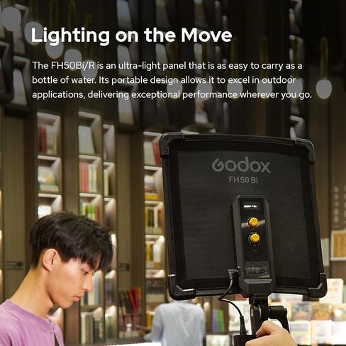 Godox FH50Bi مصباح LED مرن محمول باليد، تحكم لاسلكي 2.4 جيجا، سطوع 0-100% ولون 2800-6500K للبث، مكالمات تكبير، يوتيوب، تيكتوك، إضاءة صور الاستوديو in Saudi Arabia