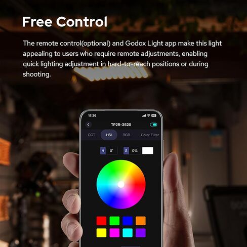 Godox FH50Bi مصباح LED مرن محمول باليد، تحكم لاسلكي 2.4 جيجا، سطوع 0-100% ولون 2800-6500K للبث، مكالمات تكبير، يوتيوب، تيكتوك، إضاءة صور الاستوديو in Saudi Arabia