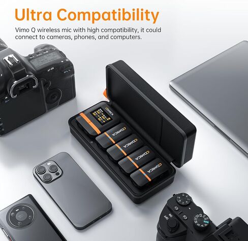 comica Vimo Q Wireless Lavalier Microphone System with 4 Transmitters and 1 Receiver, Noise Cancellation, 656' Range, Wireless Microphone for Camera, iPhone, Android, PC Interviews, Live-Streaming in Kuwait