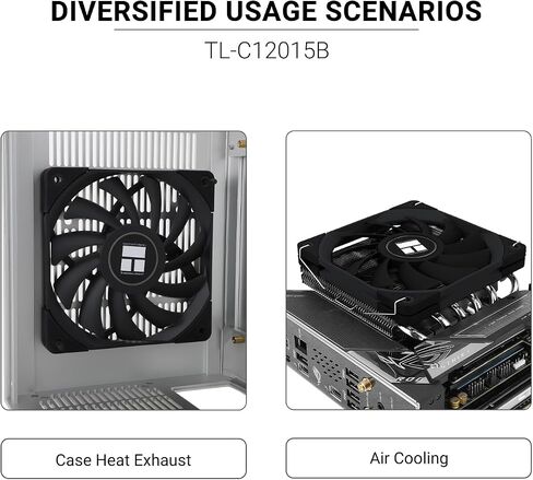 مروحة تبريد وحدة المعالجة المركزية Thermalright TL-C12015W-S مقاس 120 مم، هادئة PWM للكمبيوتر ARGB، مبرد Slimline 15 مم (أبيض ARGB) in Kuwait