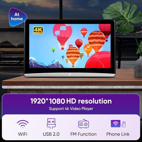 11.5 بوصة 4K جيل Android 10.0 تلفزيون سيارة متعدد الوظائف، شاشة 5G واي فاي شاشة لمس تابلت 1080P بلوتوث/USB/SD/HDMI in/FM/مرآة مشغل فيديو (1.5Ram 16Rom(2Monitors)) in Kuwait