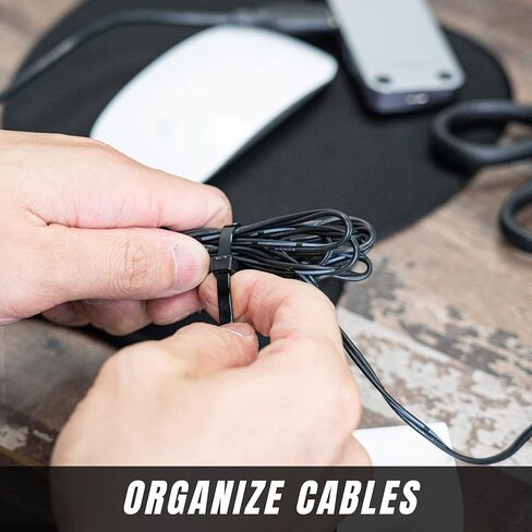 SunplusTrade أربطة بسحاب للكابل شديدة التحمل، أربطة سلكية بلاستيكية، أربطة بسحاب من النايلون ذاتية القفل للداخل والخارج (12 بوصة، أسود) in Kuwait