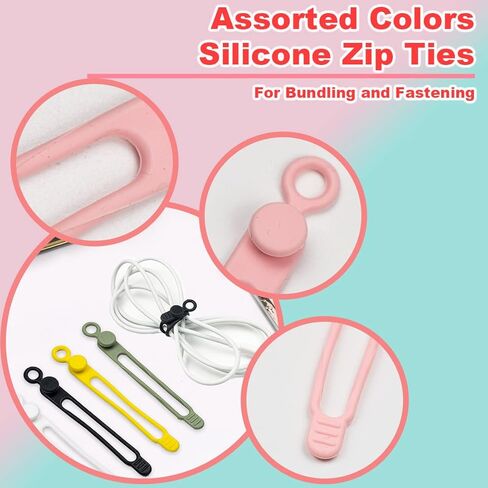 40 قطعة من أربطة منظم الحبل القابلة لإعادة الاستخدام، أشرطة السيليكون، أربطة الكابلات، أربطة الكابلات المطاطية، أشرطة كابل السيليكون، أشرطة حامل قابلة لإعادة الاستخدام، لتجميع وتثبيت سماعات الأذن، شاحن الهاتف، الماوس، الكمبيوتر in Kuwait