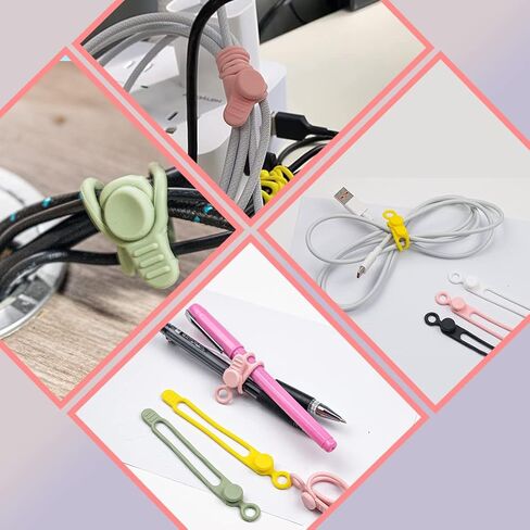 40 قطعة من أربطة منظم الحبل القابلة لإعادة الاستخدام، أشرطة السيليكون، أربطة الكابلات، أربطة الكابلات المطاطية، أشرطة كابل السيليكون، أشرطة حامل قابلة لإعادة الاستخدام، لتجميع وتثبيت سماعات الأذن، شاحن الهاتف، الماوس، الكمبيوتر in Kuwait