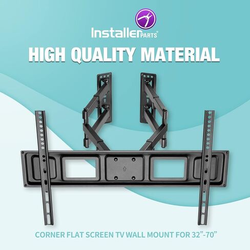 حامل زاوية للتلفزيون مقاس 32 بوصة - 70 بوصة من InstallerParts - دوار/إمالة - ذراع تمديد مزدوج 20 بوصة - شاشة تلفزيون LCD LED شديدة التحمل، شاشة مسطحة، كابل HDMI بطول 6 أقدام in Saudi Arabia