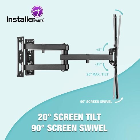 حامل زاوية للتلفزيون مقاس 32 بوصة - 70 بوصة من InstallerParts - دوار/إمالة - ذراع تمديد مزدوج 20 بوصة - شاشة تلفزيون LCD LED شديدة التحمل، شاشة مسطحة، كابل HDMI بطول 6 أقدام in Saudi Arabia